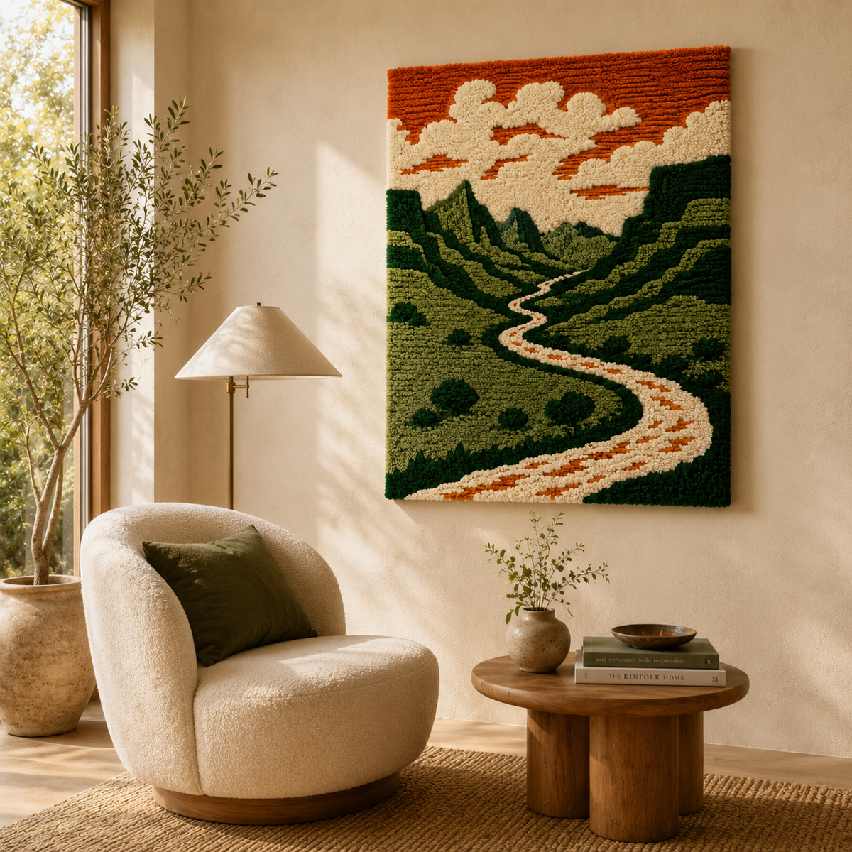 Hewn Earth Luminous Palms wall art featuring vibrant palm leaves with a glowing, artistic design for modern home decor.
