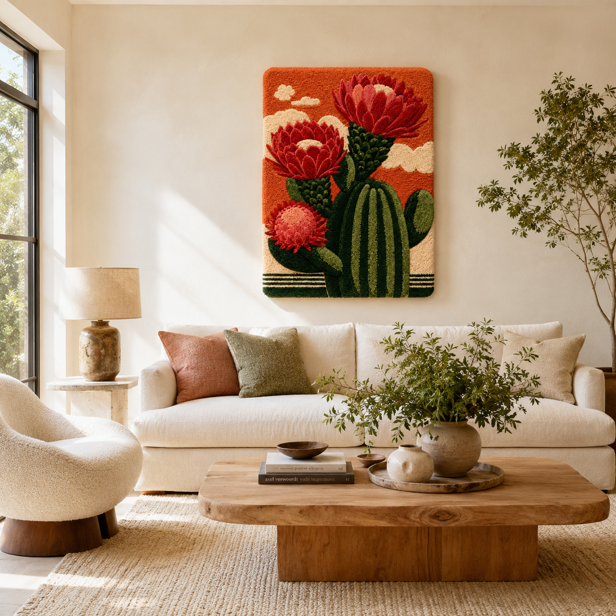Hewn Earth Afterglow Willow wall art featuring a serene, abstract willow tree design on a neutral background.