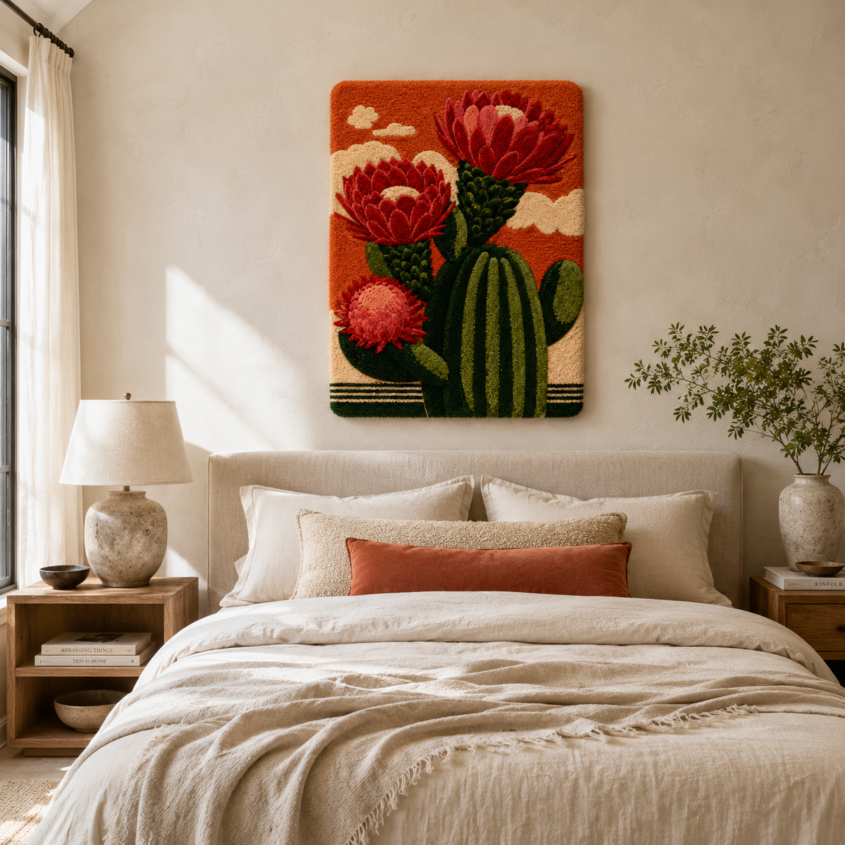 Hewn Earth Afterglow Willow wall art featuring soft, abstract plant design in earthy tones for wall decoration.