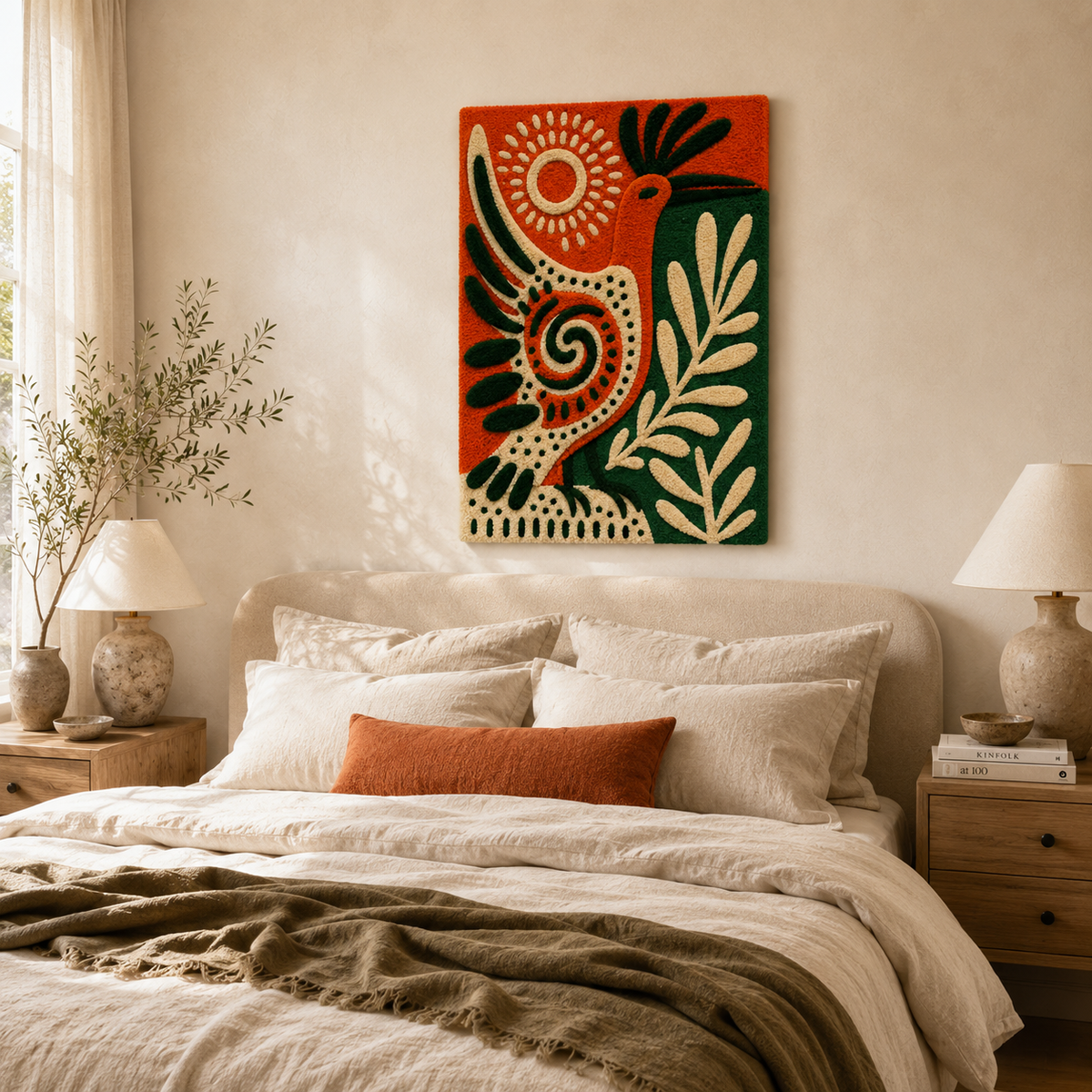 Hewn Earth Afterglow Uplands wall art featuring vibrant sunset colors and scenic mountain landscape on canvas.