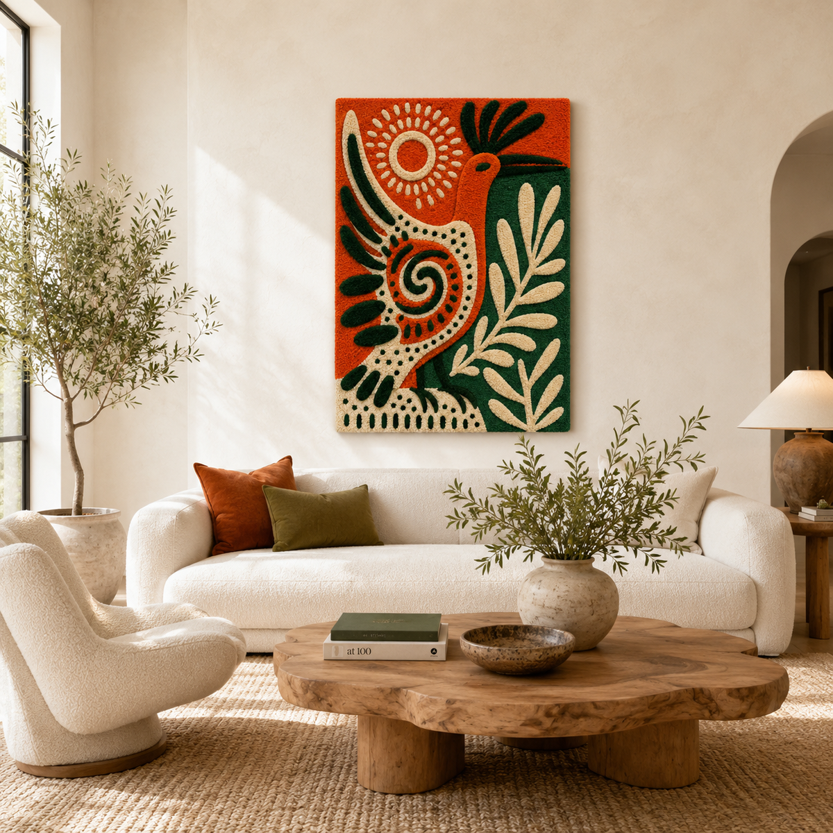 Hewn Earth Afterglow Uplands wall art featuring vibrant landscape scene with warm colors and natural scenery.
