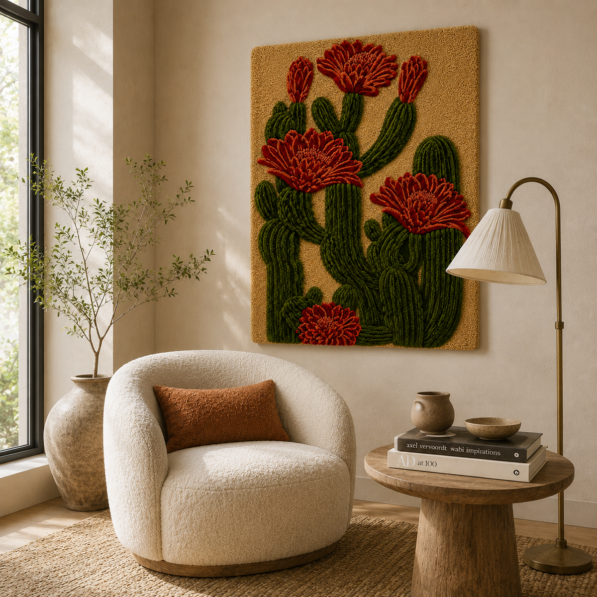 Hewn Earth Cinder Dawn wall art featuring warm, earthy tones and abstract design, perfect for adding natural elegance to a space.