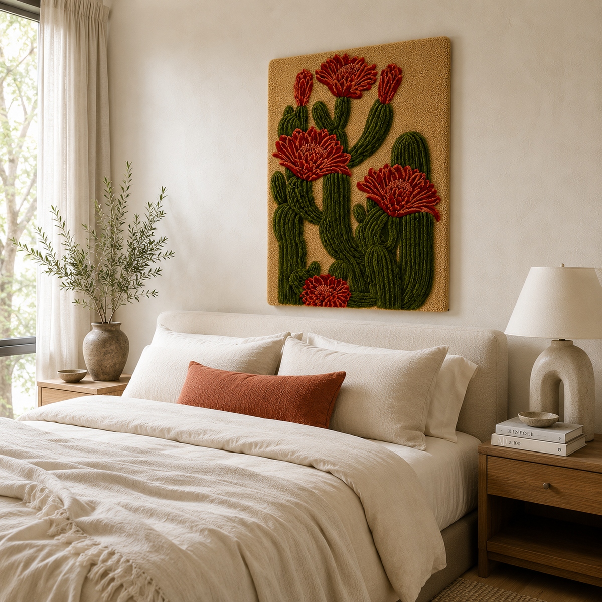 Hewn Earth Cinder Dawn wall art featuring warm, earthy tones and abstract design on a canvas for home decor.