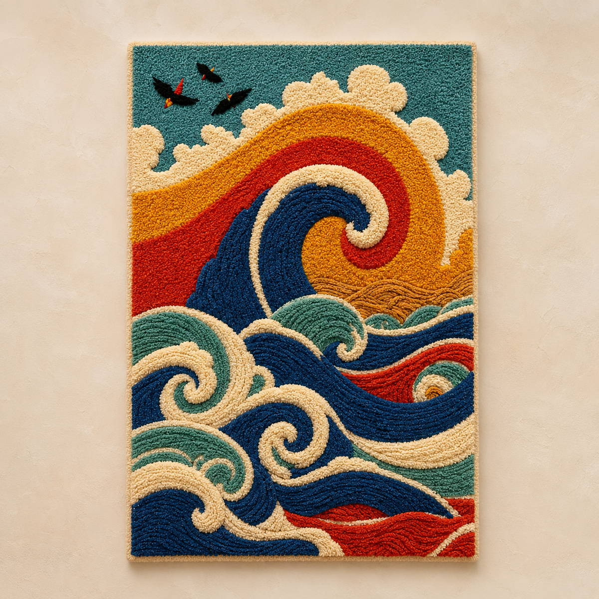 Hewn Earth Ember Kingfisher wall art featuring a vibrant kingfisher bird perched on a branch, suitable for home decor.