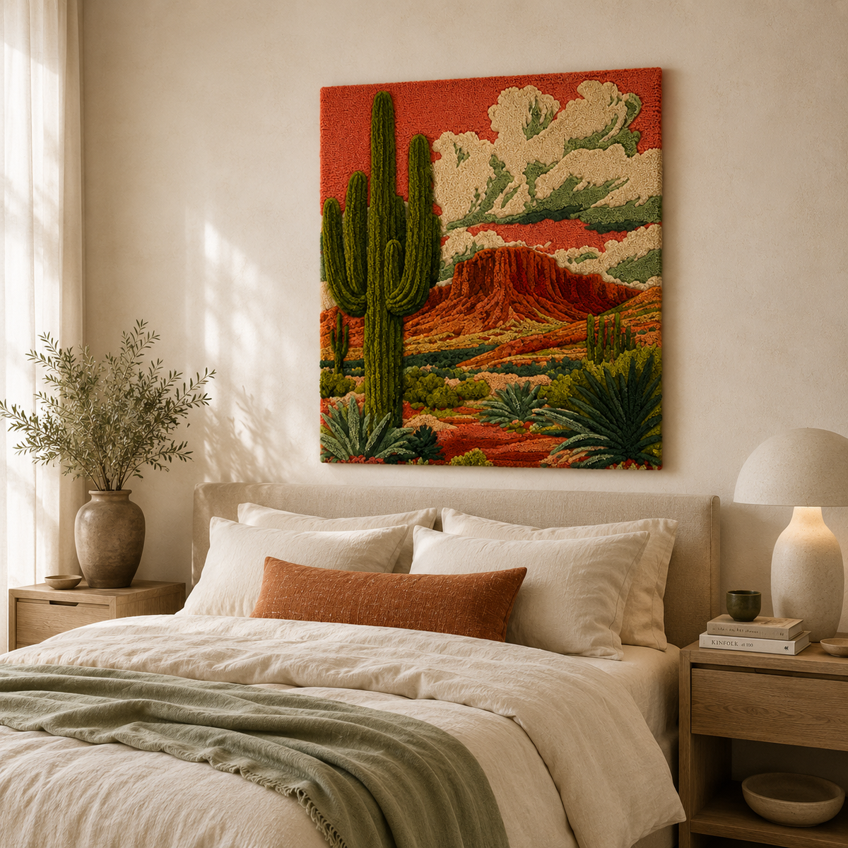 Luminous Yarrow wall art by Hewn Earth featuring vibrant, illuminated floral design on a textured background