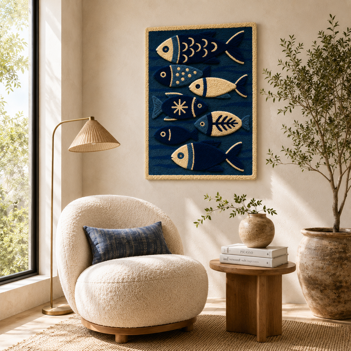 Hewn Earth Ember Inlet wall art featuring warm, abstract designs suitable for modern home decor.