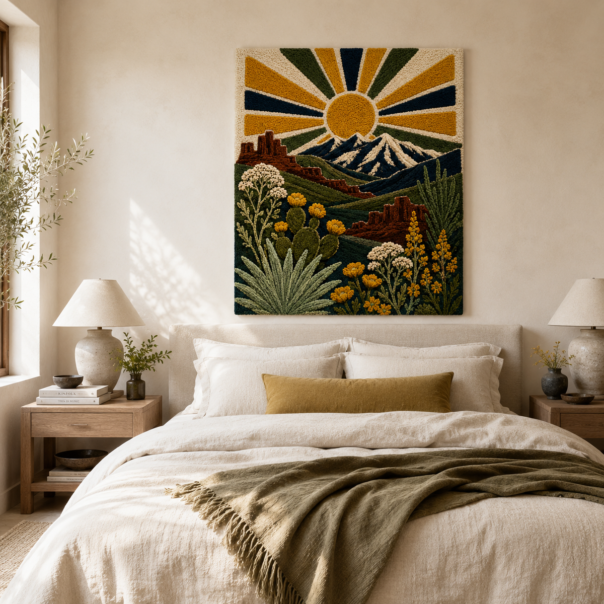 Luminous Wildflower wall art by Hewn Earth featuring a vibrant, glowing wildflower design on a neutral background.