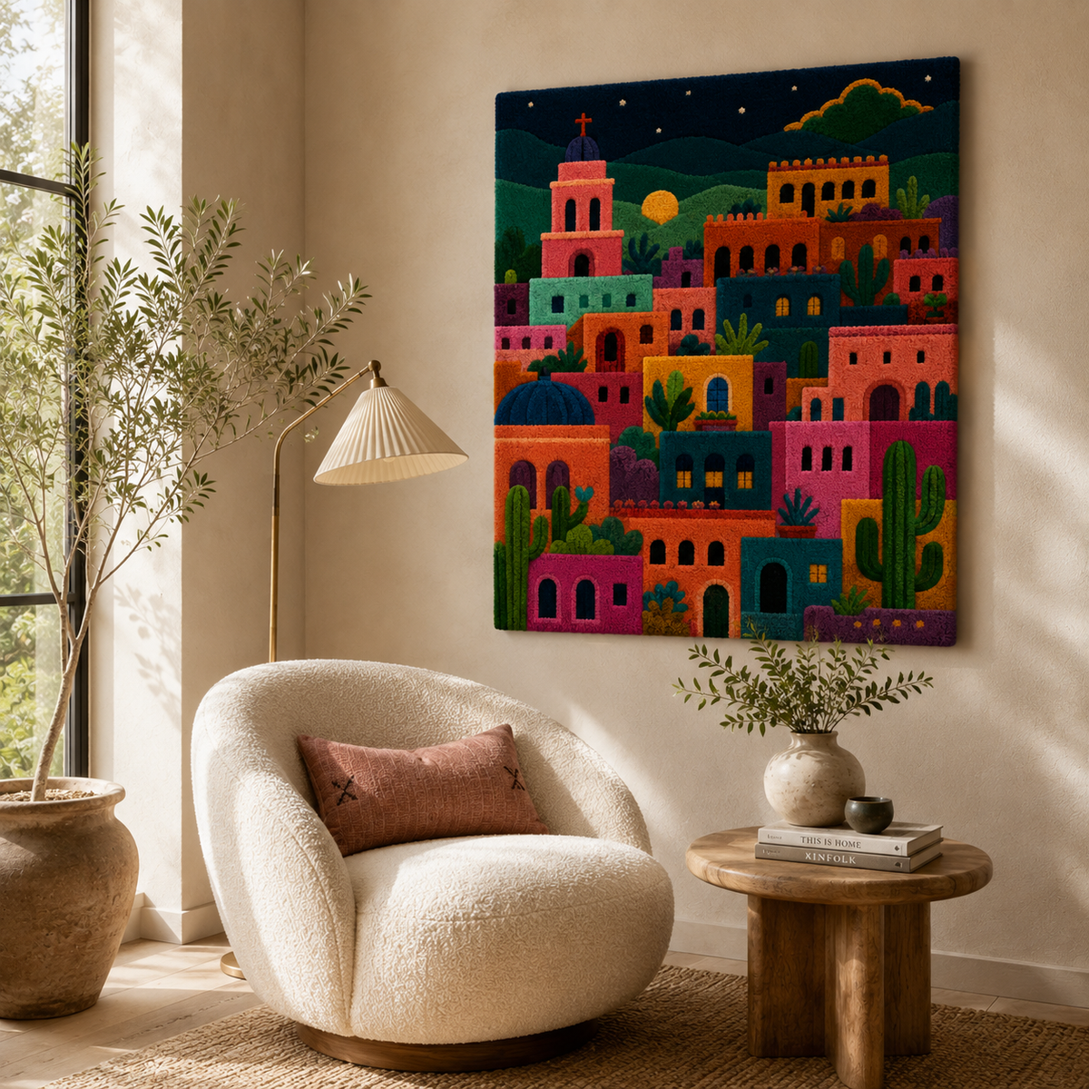 Hewn Earth Ember Thicket wall art featuring earthy tones and abstract forest-inspired design for home decor.