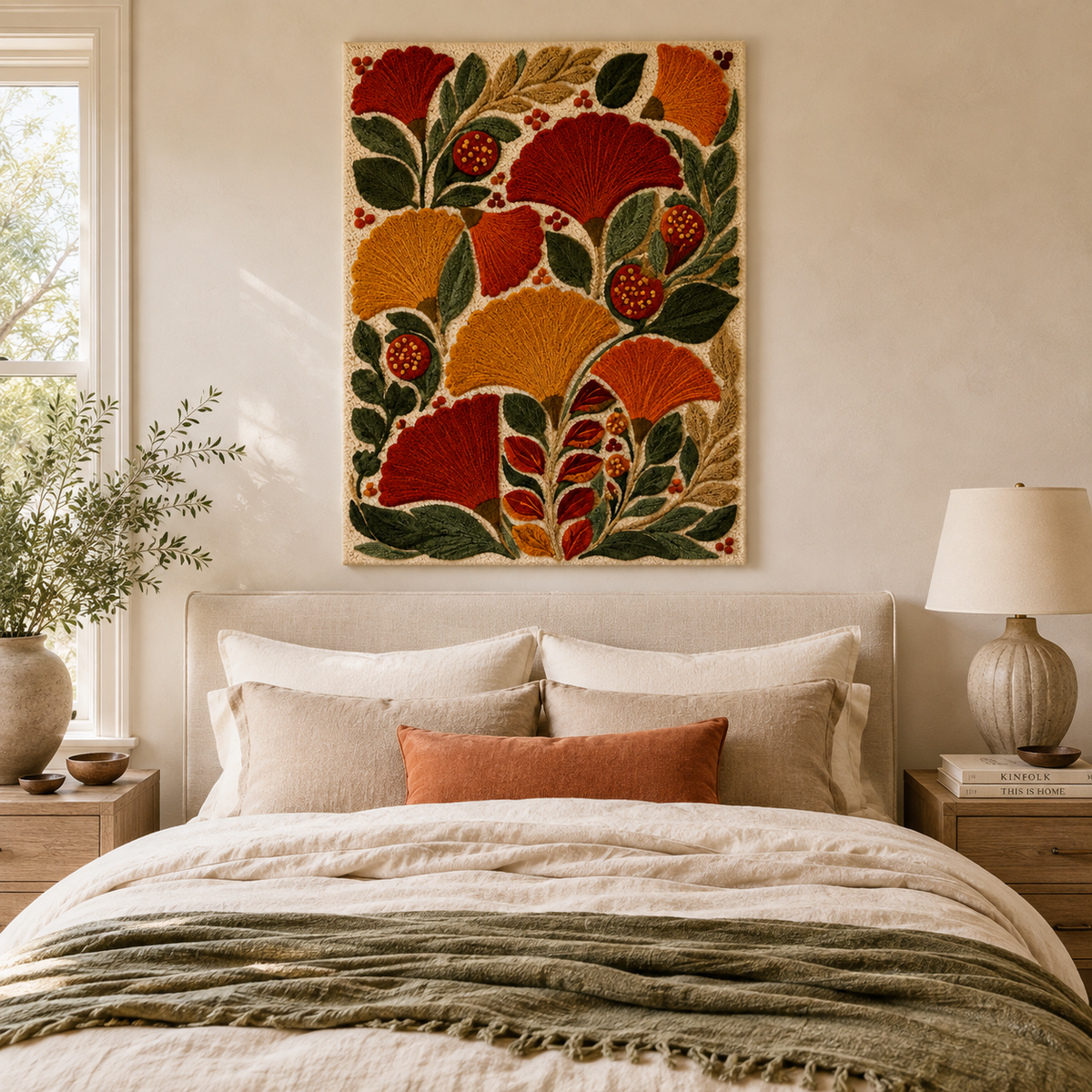 Colorful abstract wall art titled Afterglow Drift by Hewn Earth, featuring vibrant, swirling patterns suitable for modern home decor.