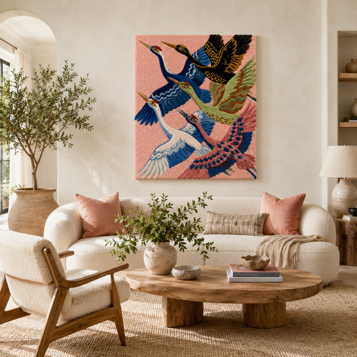 Hewn Earth Ember Reverie wall art featuring a colorful abstract design on a wooden panel for modern home decor.