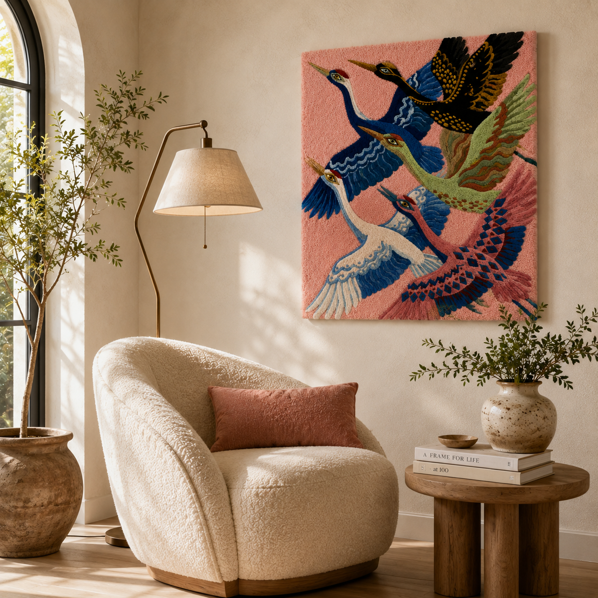 Hewn Earth Ember Reverie wall art featuring abstract earthy-toned patterns on a canvas for modern interior decor.
