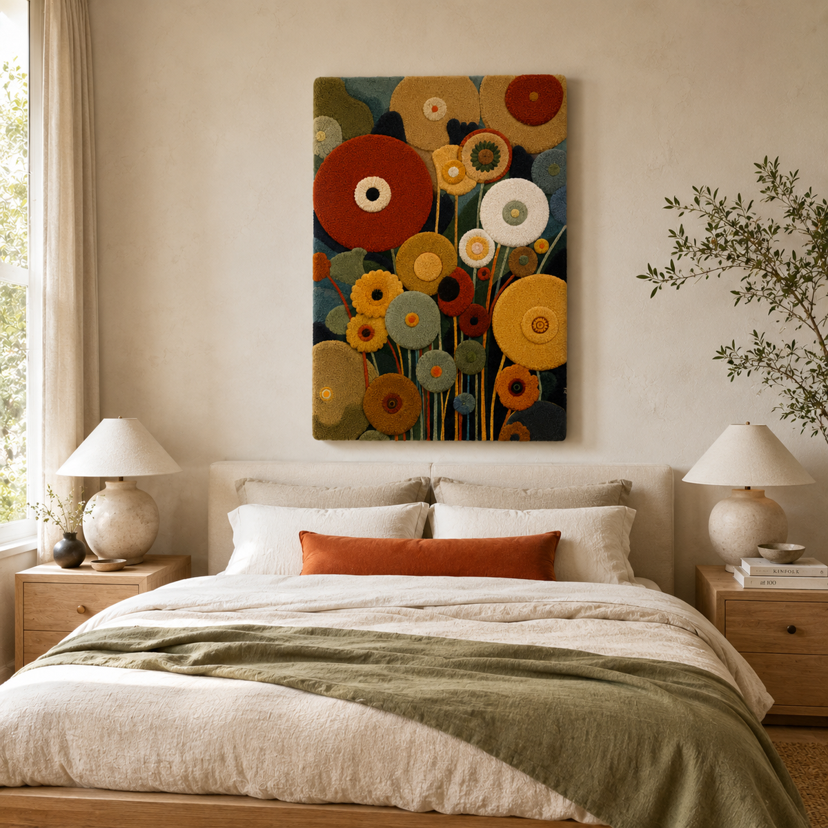 Hewn Earth Cinder Veranda wall art featuring warm-toned abstract design on a textured surface.