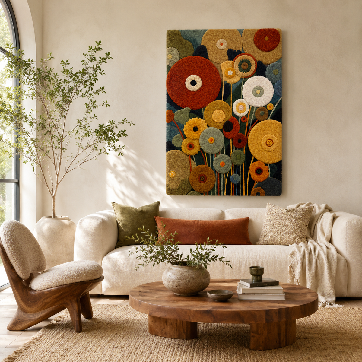 Hewn Earth Cinder Veranda wall art featuring textured, earthy tones and intricate details in a natural, artistic design.