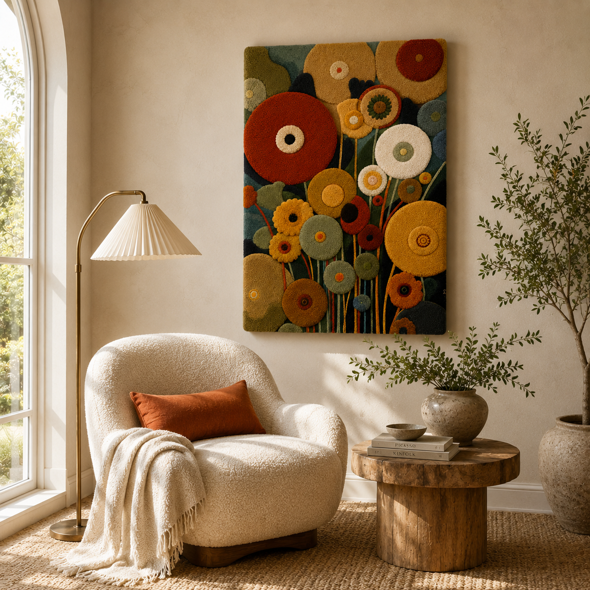 Hewn Earth Cinder Veranda wall art featuring textured, earthy tones suitable for modern home decor.