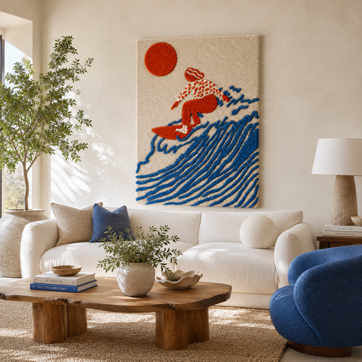 Close-up of Hewn Earth Ember Dunes wall art featuring textured, earthy-toned abstract design on a smooth canvas surface.