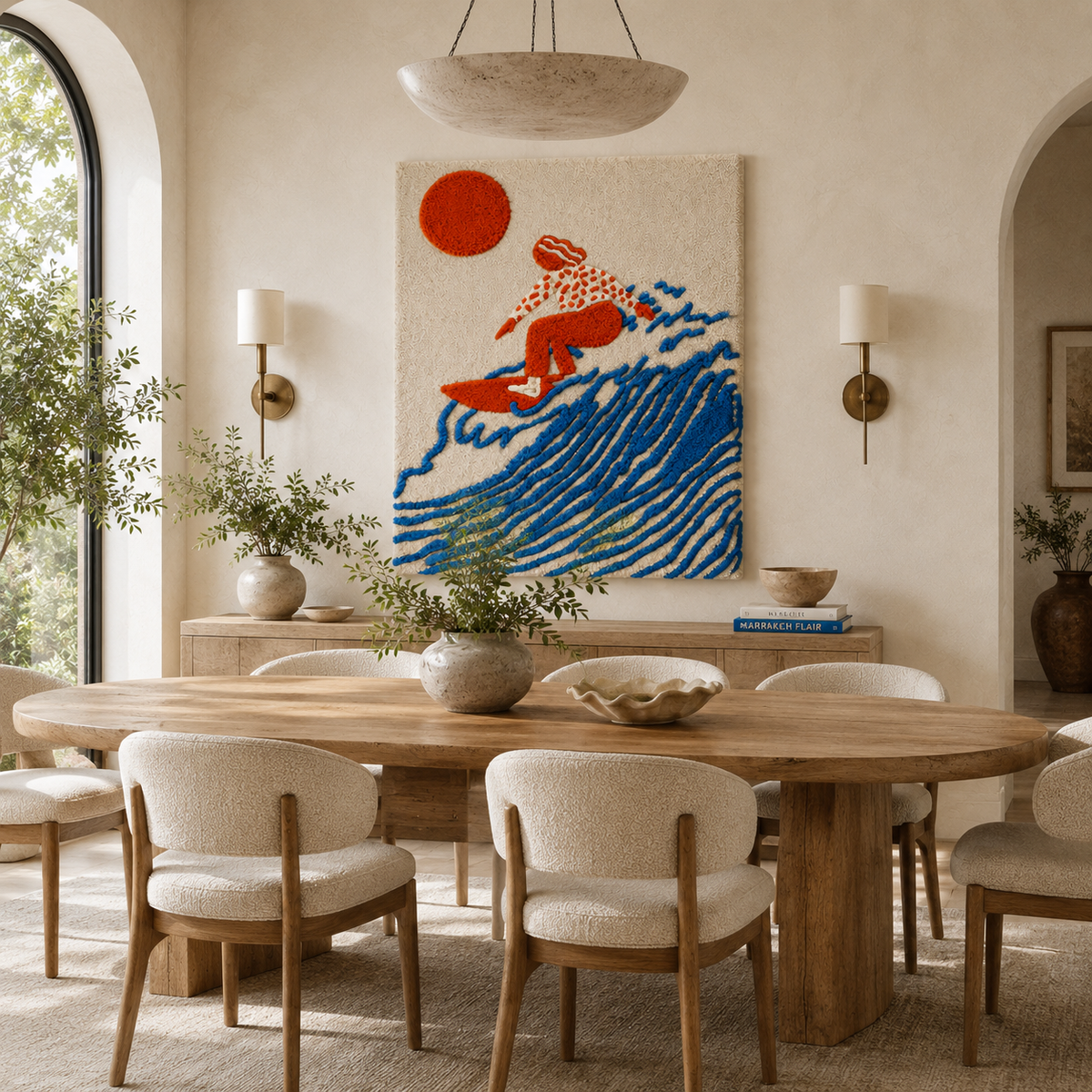 Hewn Earth Ember Dunes wall art featuring warm-toned desert landscape with textured sandy dunes and subtle sunset hues.