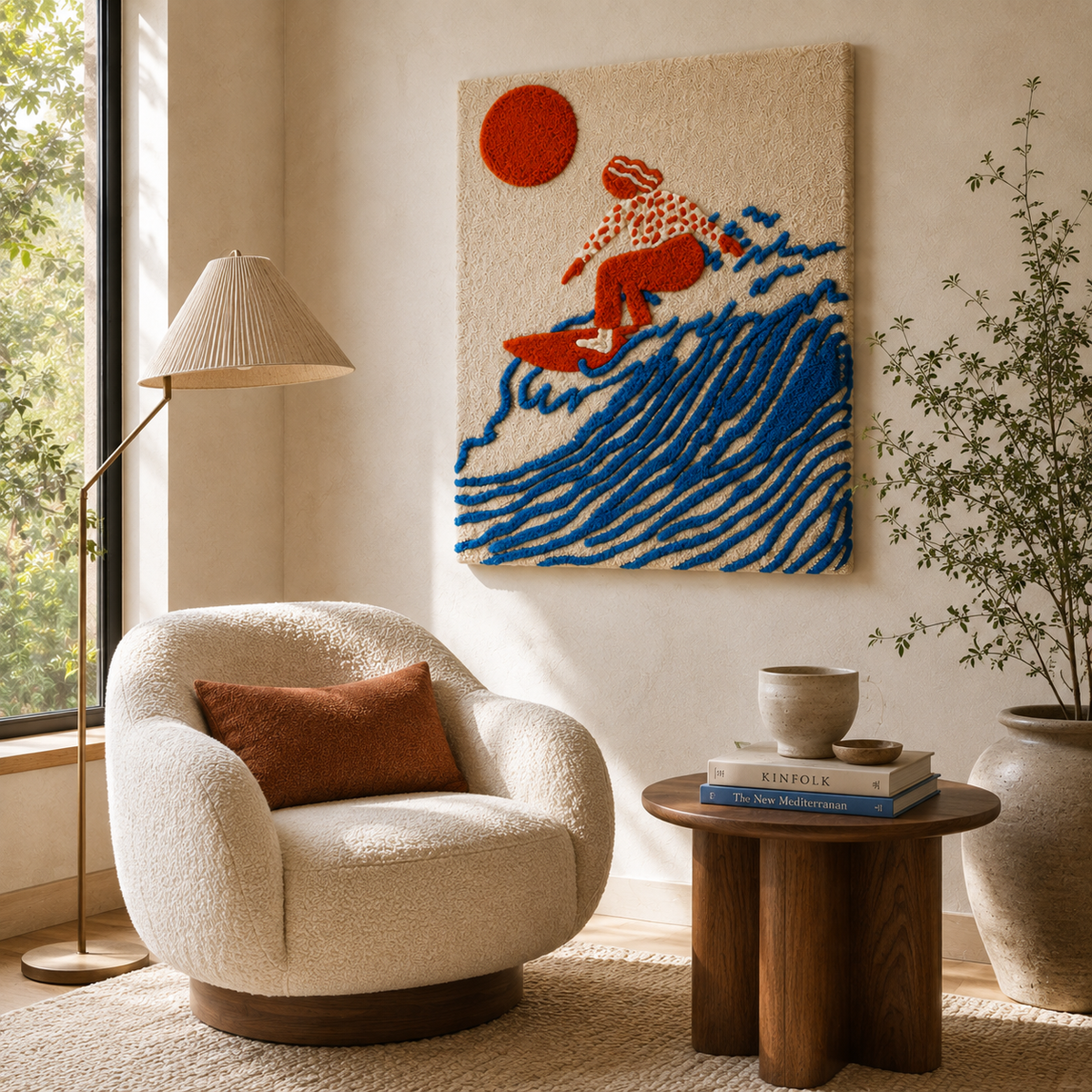 Hewn Earth Ember Dunes wall art featuring warm desert dune landscape with textured, earthy tones ideal for home decor.