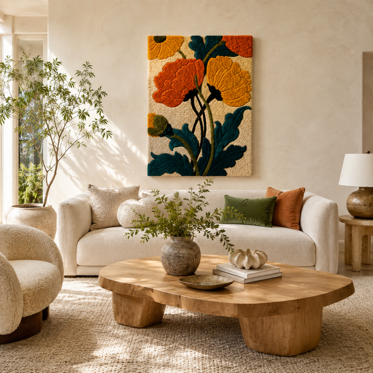 Hewn Earth Luminous Fable wall art featuring glowing, abstract design in warm tones on a textured background.