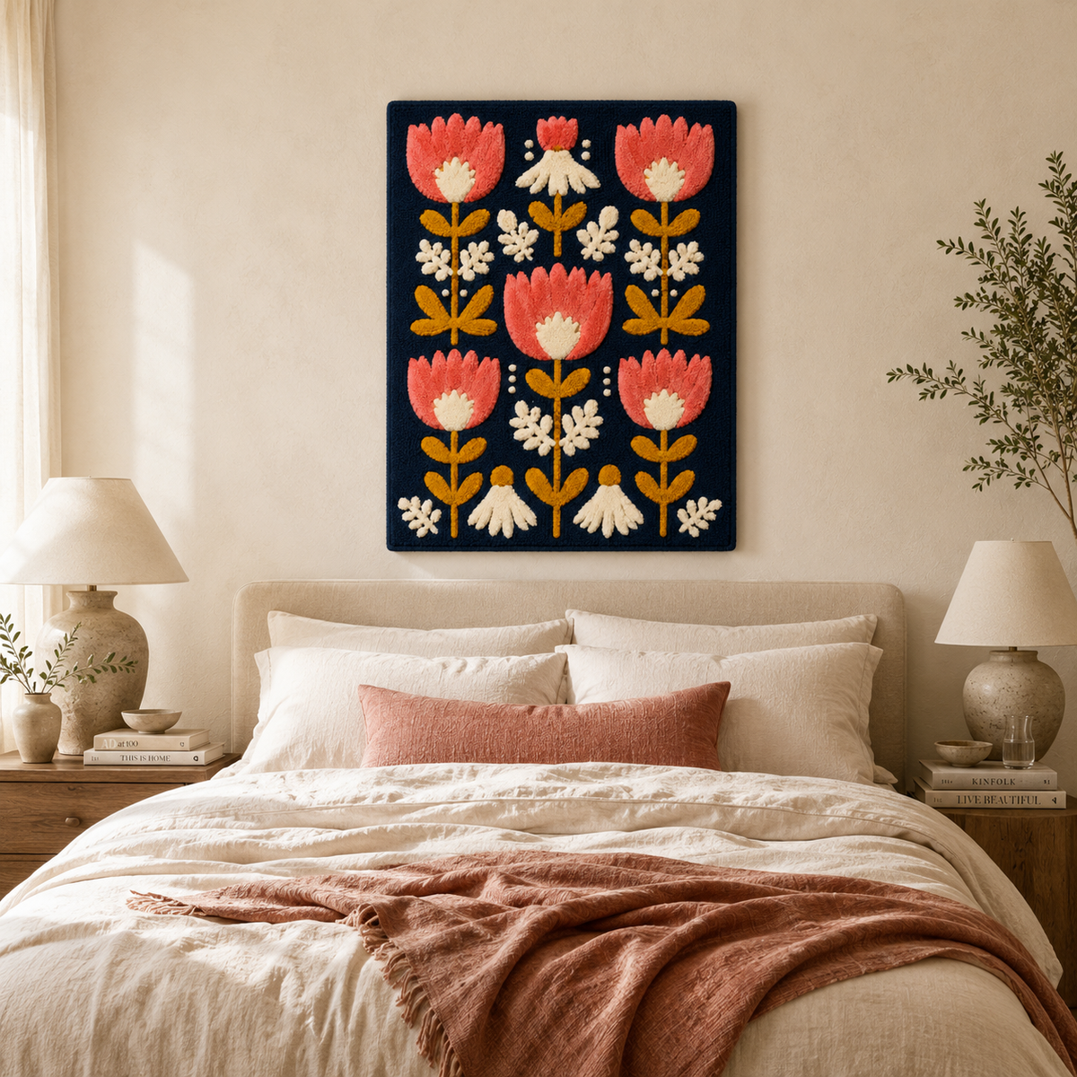Hewn Earth Cinder tapestry wall art featuring earthy tones and textured design for home decor.
