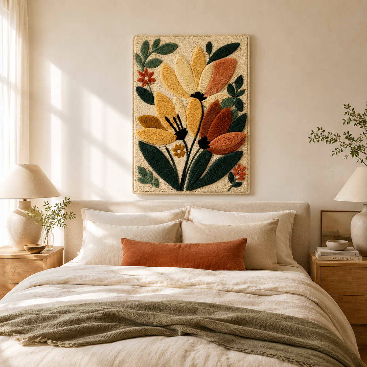 Hewn Earth Afterglow Xanadu wall art featuring vibrant abstract design hanging on a modern room wall