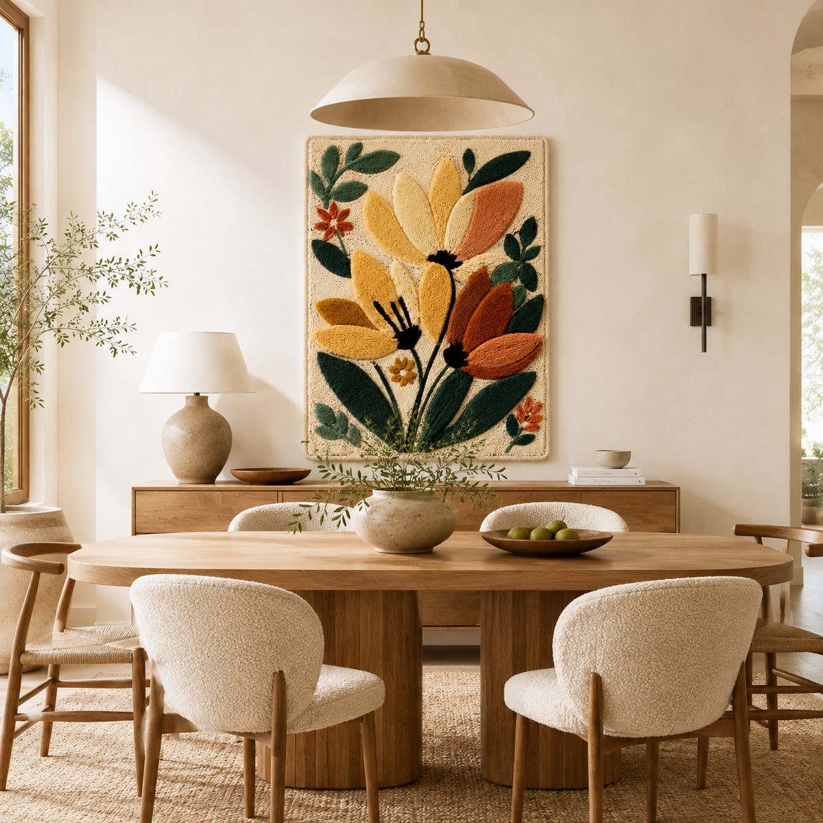 Hewn Earth Afterglow Xanadu wall art featuring vibrant, abstract colors on a canvas for modern home decor.