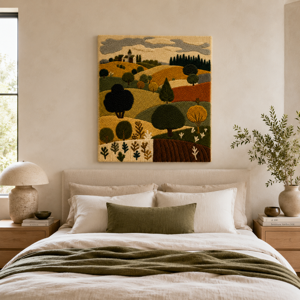 Hewn Earth Ember Bloom wall art featuring vibrant, abstract floral design on a neutral background.