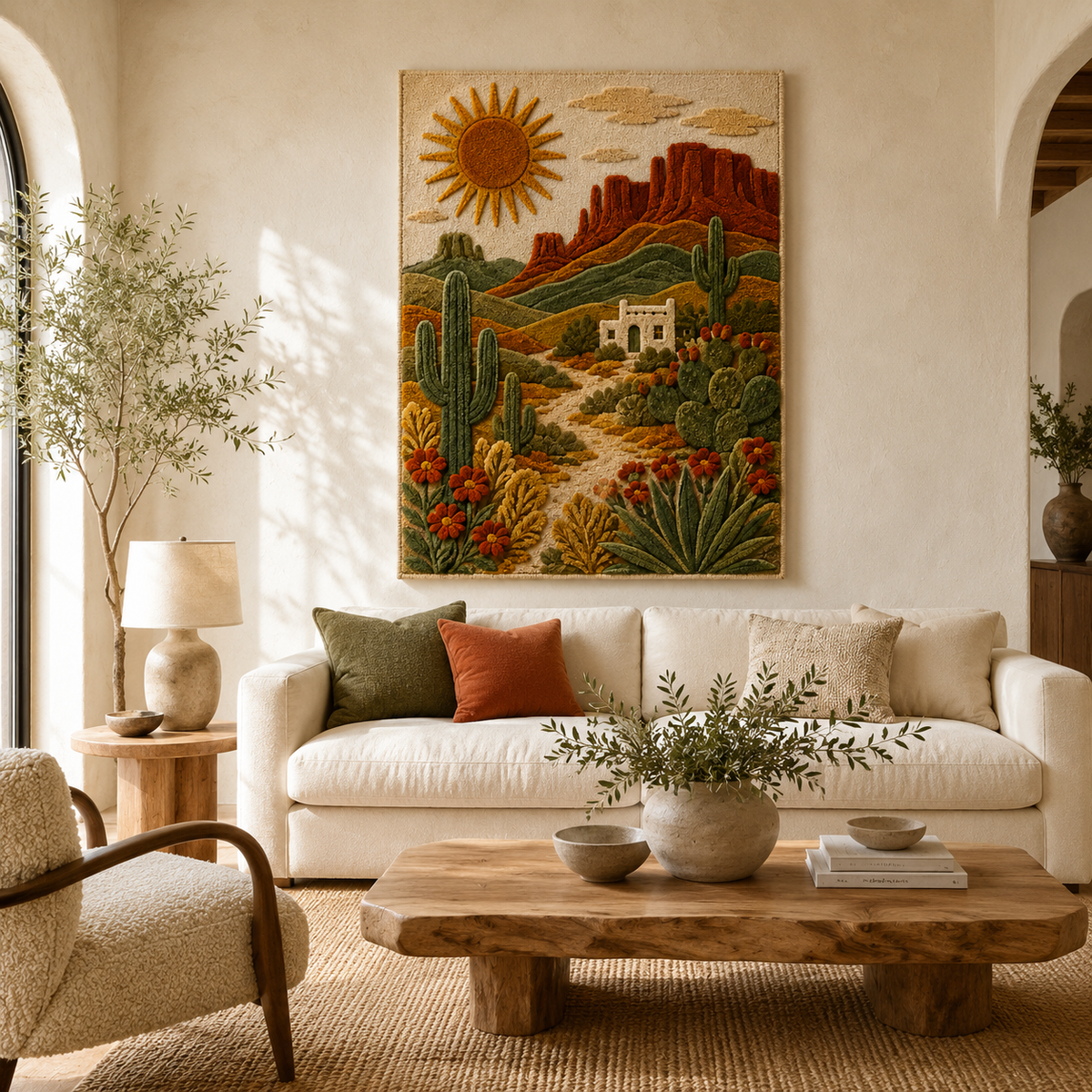 Hewn Earth Afterglow Vista wall art featuring vibrant, abstract sunset colors on canvas with a modern design.