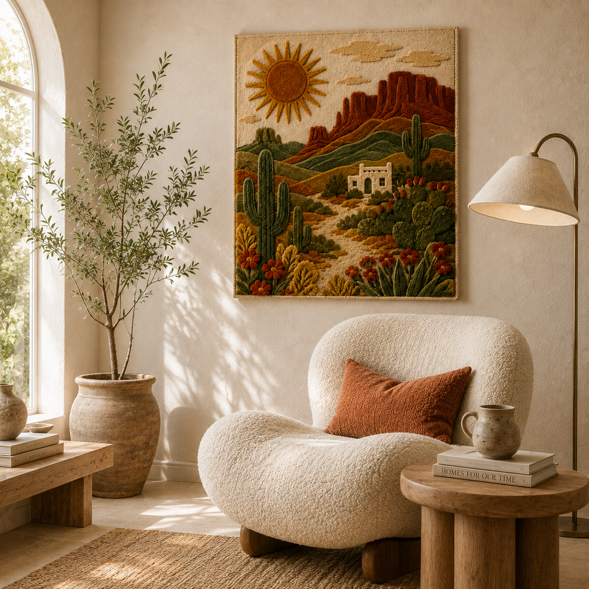 Hewn Earth Afterglow Vista wall art featuring vibrant abstract sunset colors on a canvas or print.