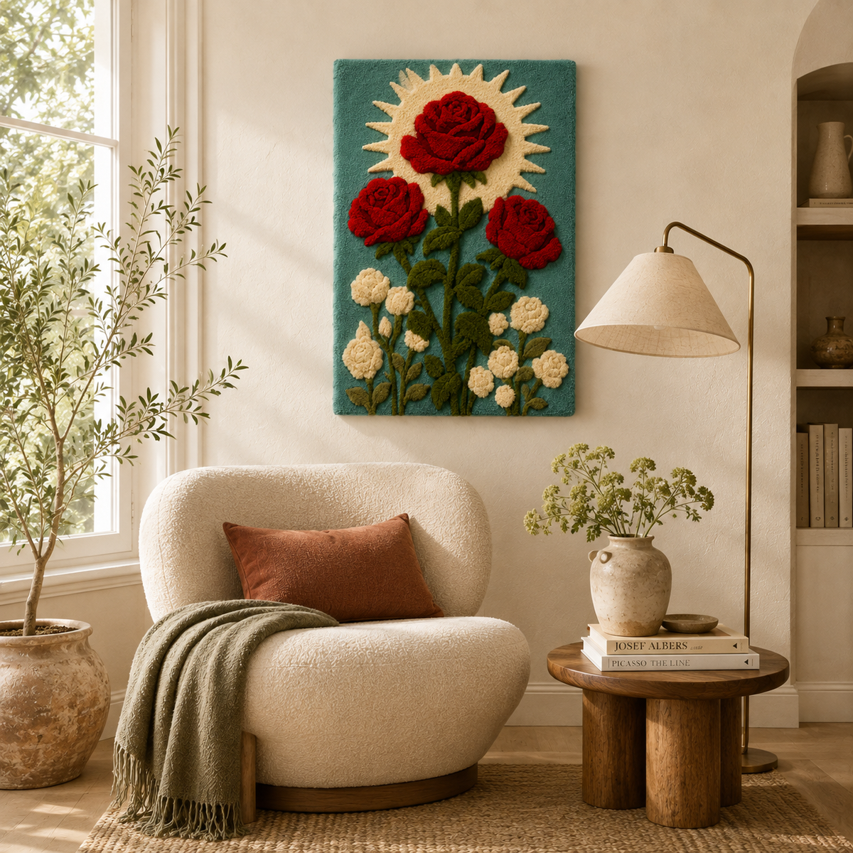 Hewn Earth Ember Lantern wall art with a rustic metal lantern design on a textured background.