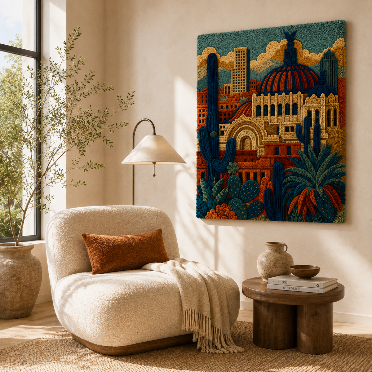 Hewn Earth Gilded Saffron wall art featuring vibrant gold accents and abstract design on textured background.