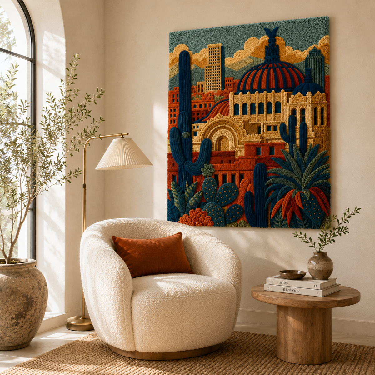 Luminous Aster wall art by Hewn Earth featuring a glowing, abstract floral design on a textured background.