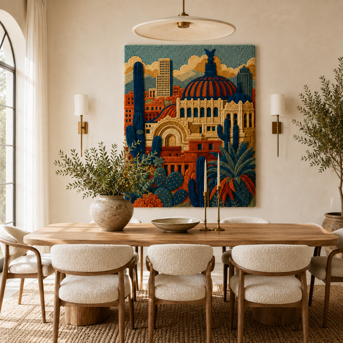 Luminous Aster wall art by Hewn Earth featuring a glowing, abstract floral design in soft, luminous tones on a neutral background.