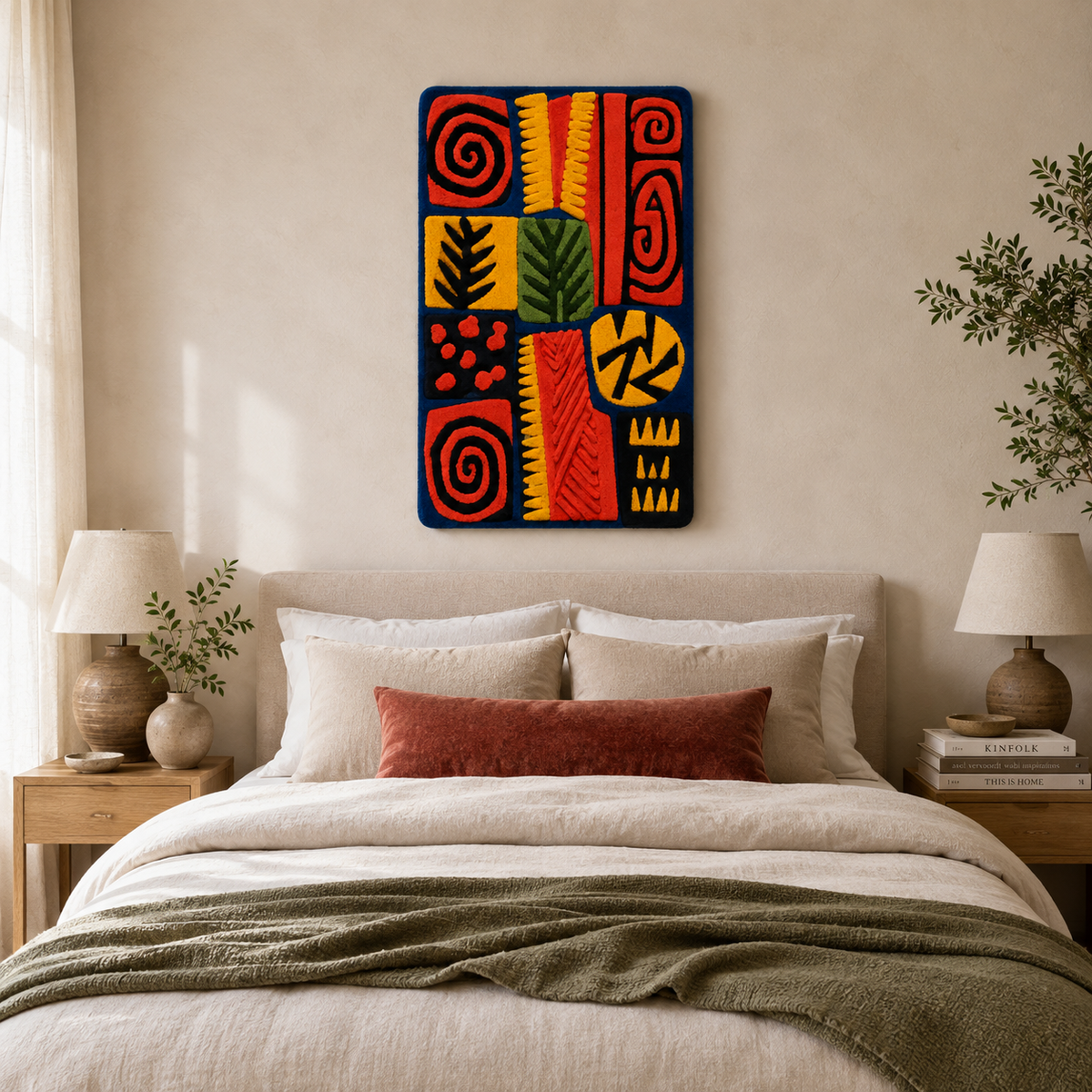 Hewn Earth Afterglow Heath wall art featuring abstract earthy tones and textured design on a wall.