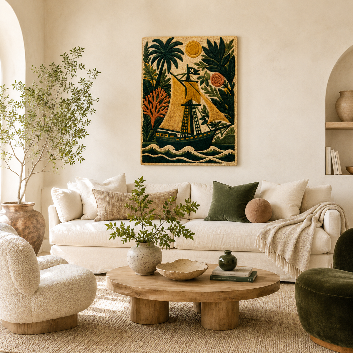 Hewn Earth Ember Jardin wall art featuring vibrant, abstract design on a textured surface, perfect for modern home decor.