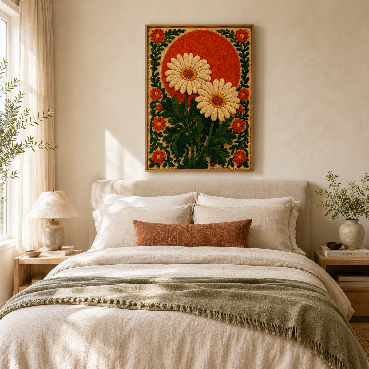 Hewn Earth Cinder Nightingale wall art featuring a detailed bird illustration on a neutral background.