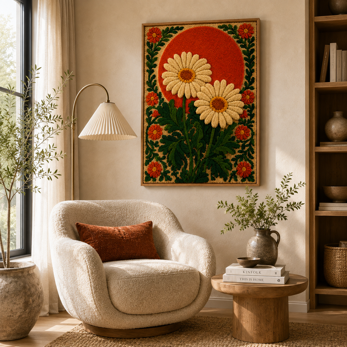 Hewn Earth Cinder Nightingale wall art featuring a detailed illustration of a bird perched on a branch.