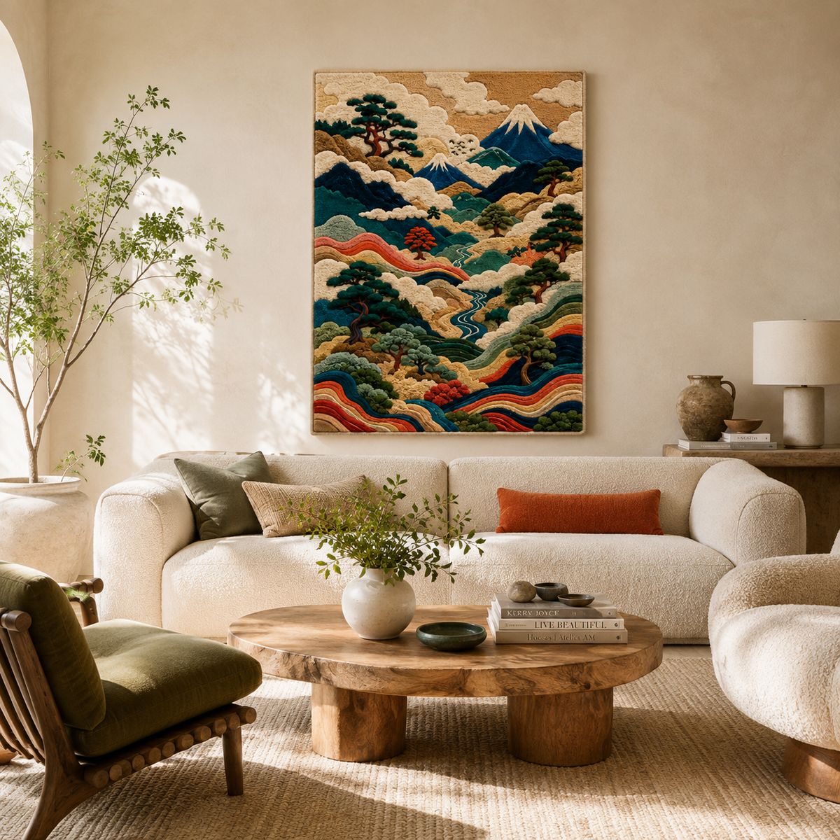 Hewn Earth Gilded Cove wall art featuring a serene coastal scene with gold accents, suitable for modern home decor.