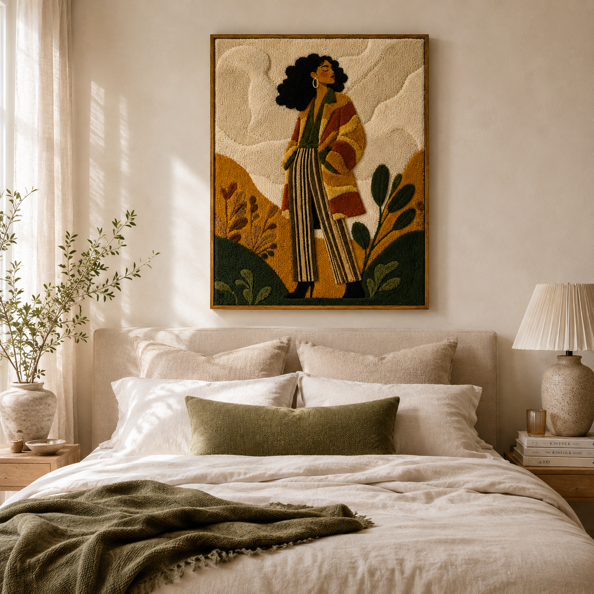 Hewn Earth Afterglow Embankment wall art featuring warm, abstract landscape with glowing tones, suitable for modern interior decor.