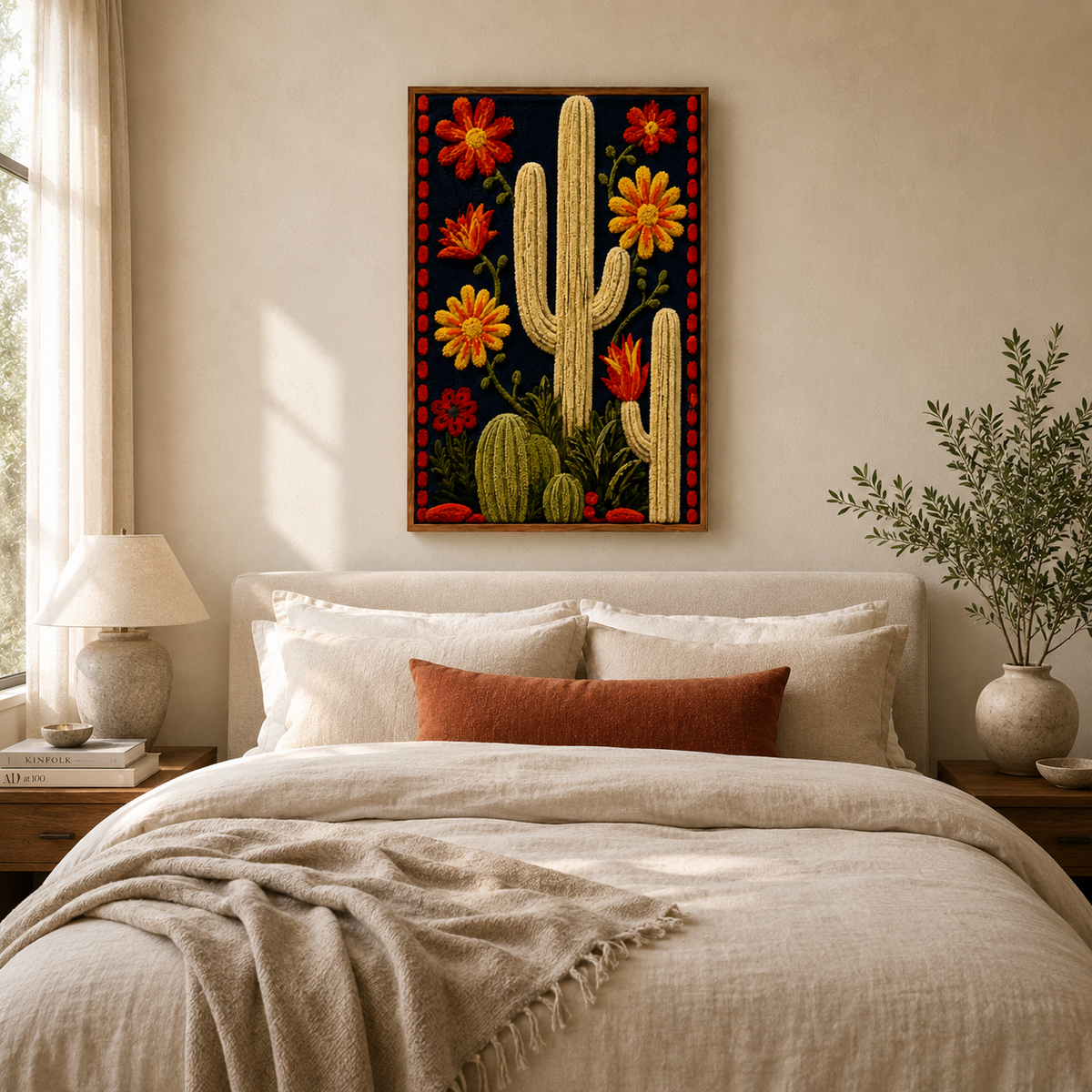 Hewn Earth Cinder Lagoon wall art featuring abstract blue and gray tones on a textured canvas.