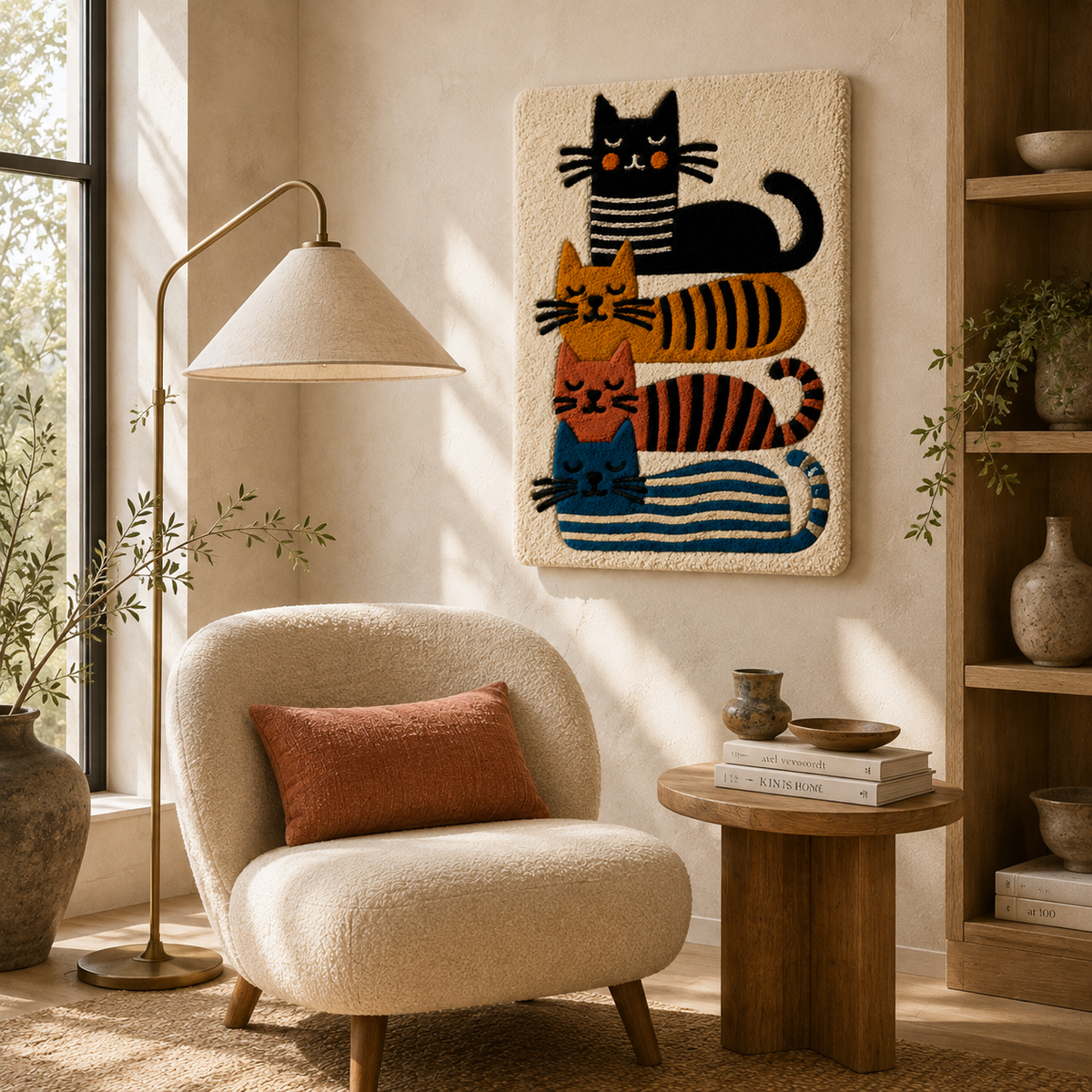 Hewn Earth Ember Solstice wall art featuring warm, earthy tones and abstract design on a smooth wall background.