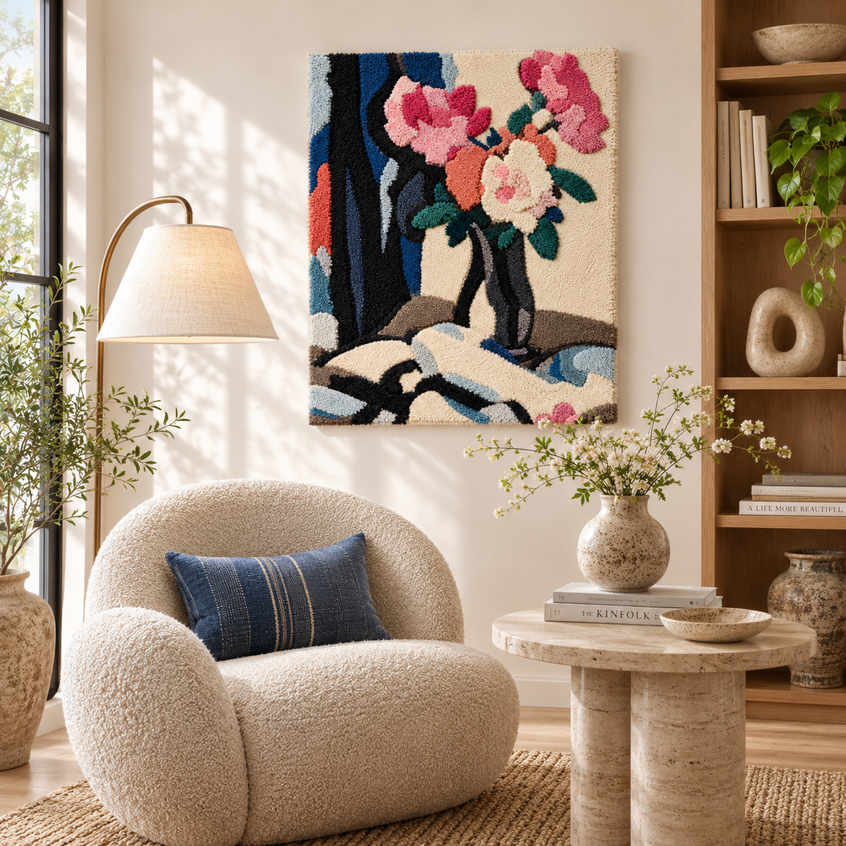 Hewn Earth Afterglow Palms wall art, vibrant tropical palm tree design on a canvas or print for home decor.