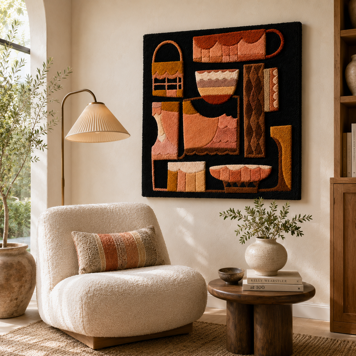 Hewn Earth Cinder Willow wall art featuring a natural, textured design, ideal for modern home decor.