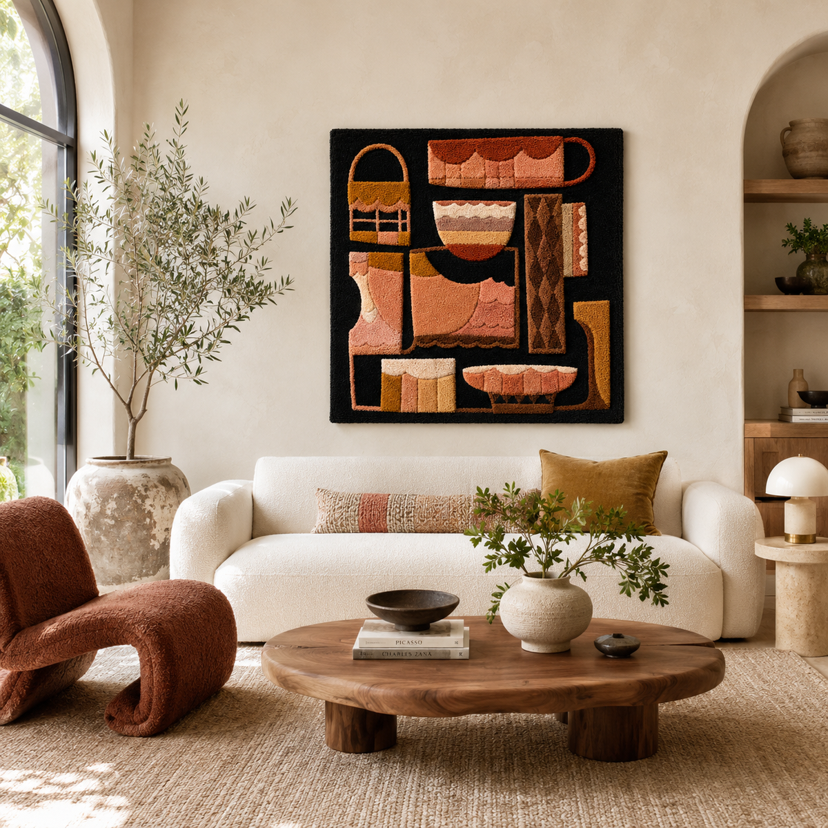 Hewn Earth Cinder Willow wall art featuring a detailed illustration of a willow branch with leaves on a neutral background.