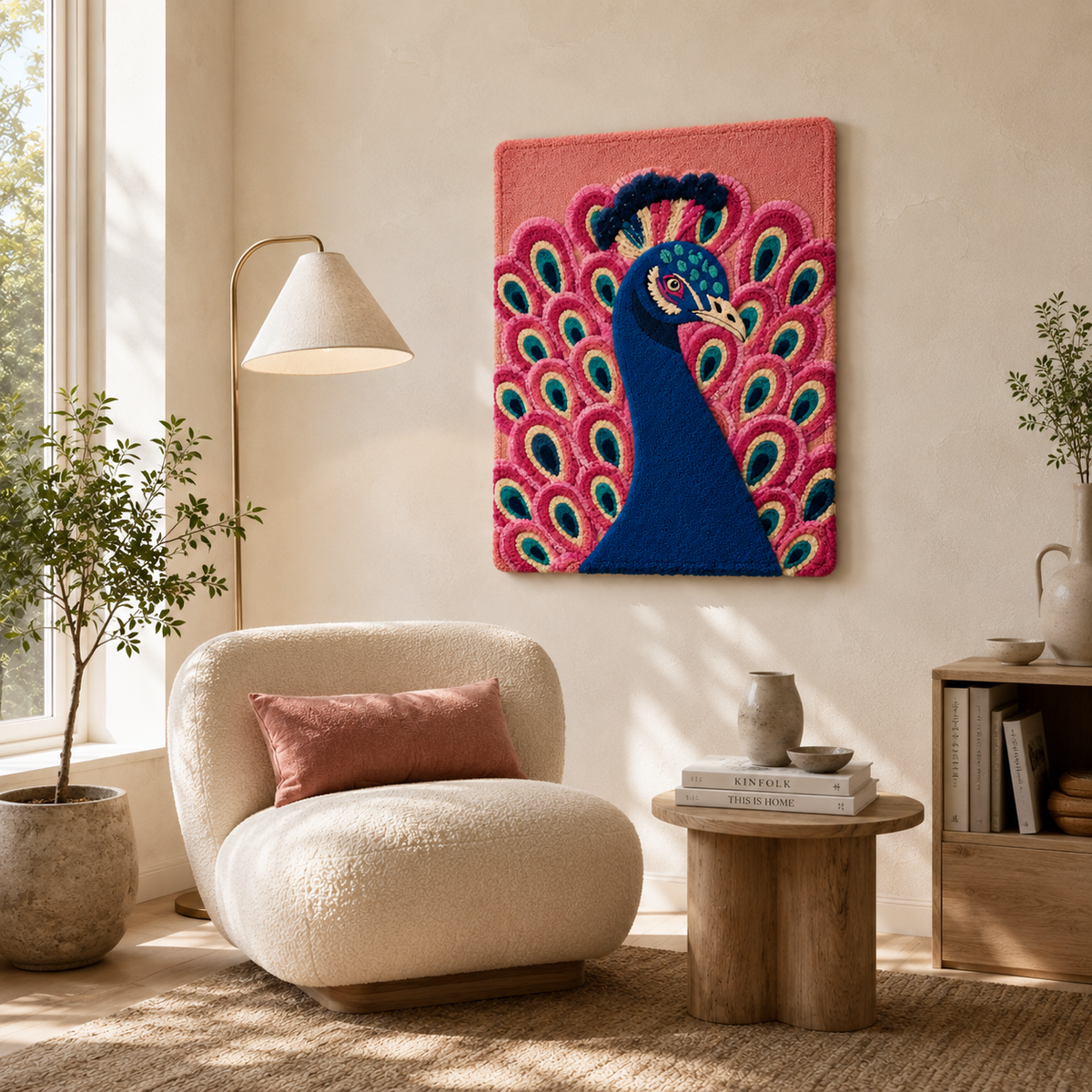 Hewn Earth Ember Estuary wall art featuring a serene, abstract landscape in warm earthy tones on a white background.