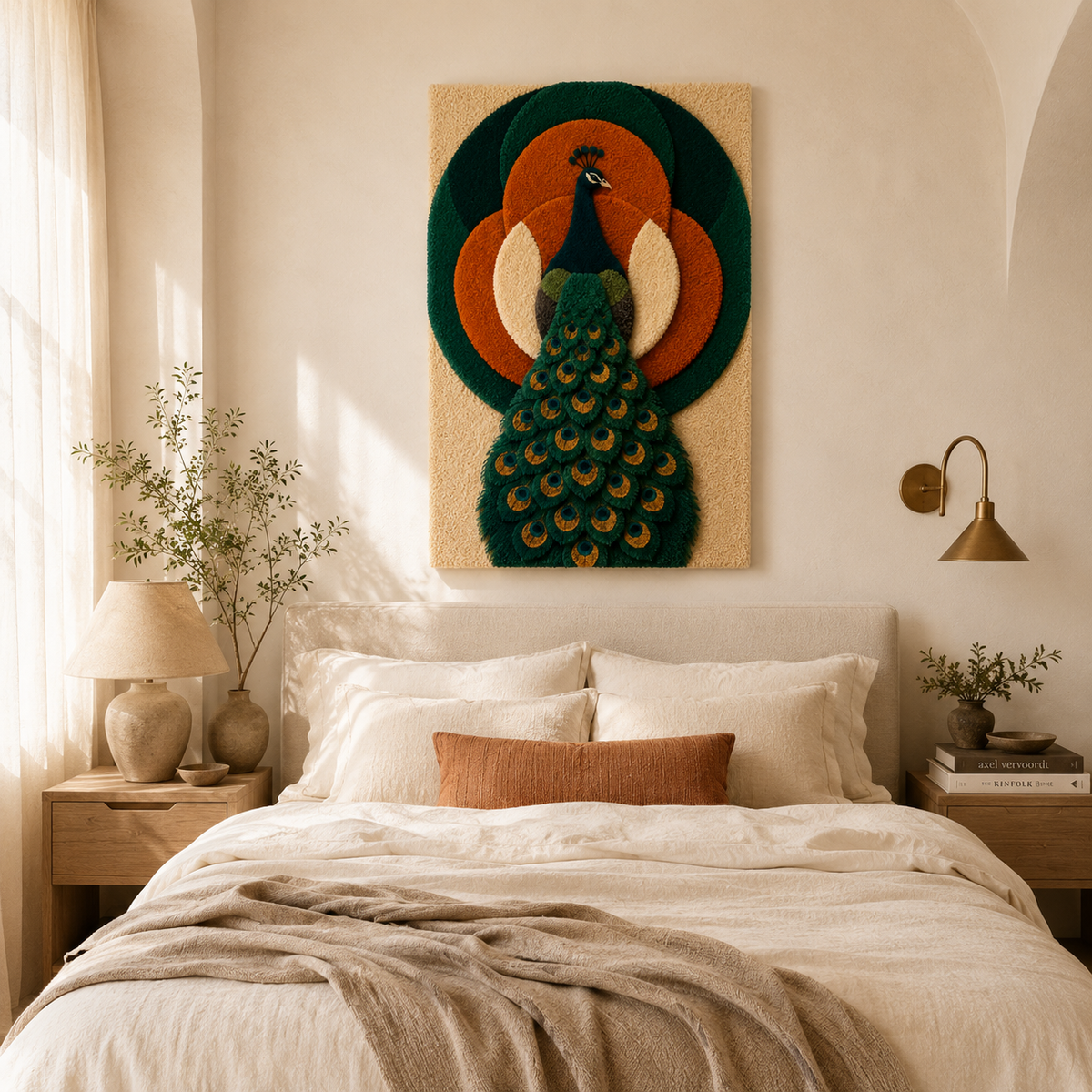 Hewn Earth Cinder Uplands wall art featuring a scenic landscape with earthy tones and textured details in a modern room setting