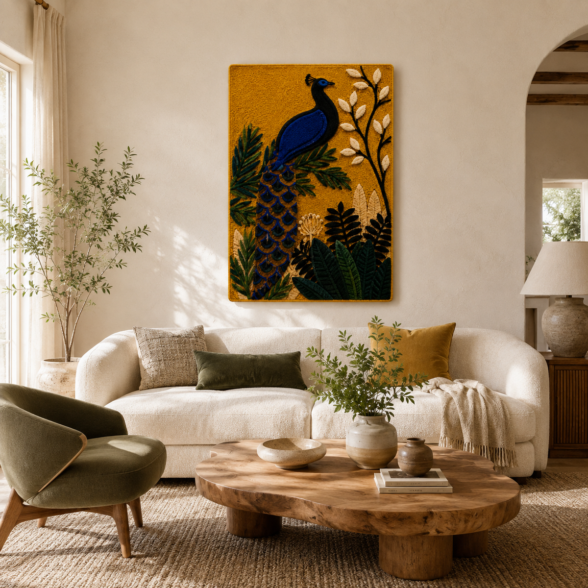 Close-up of Ember Dawn wall art by Hewn Earth, showcasing intricate textured design and warm earthy tones.