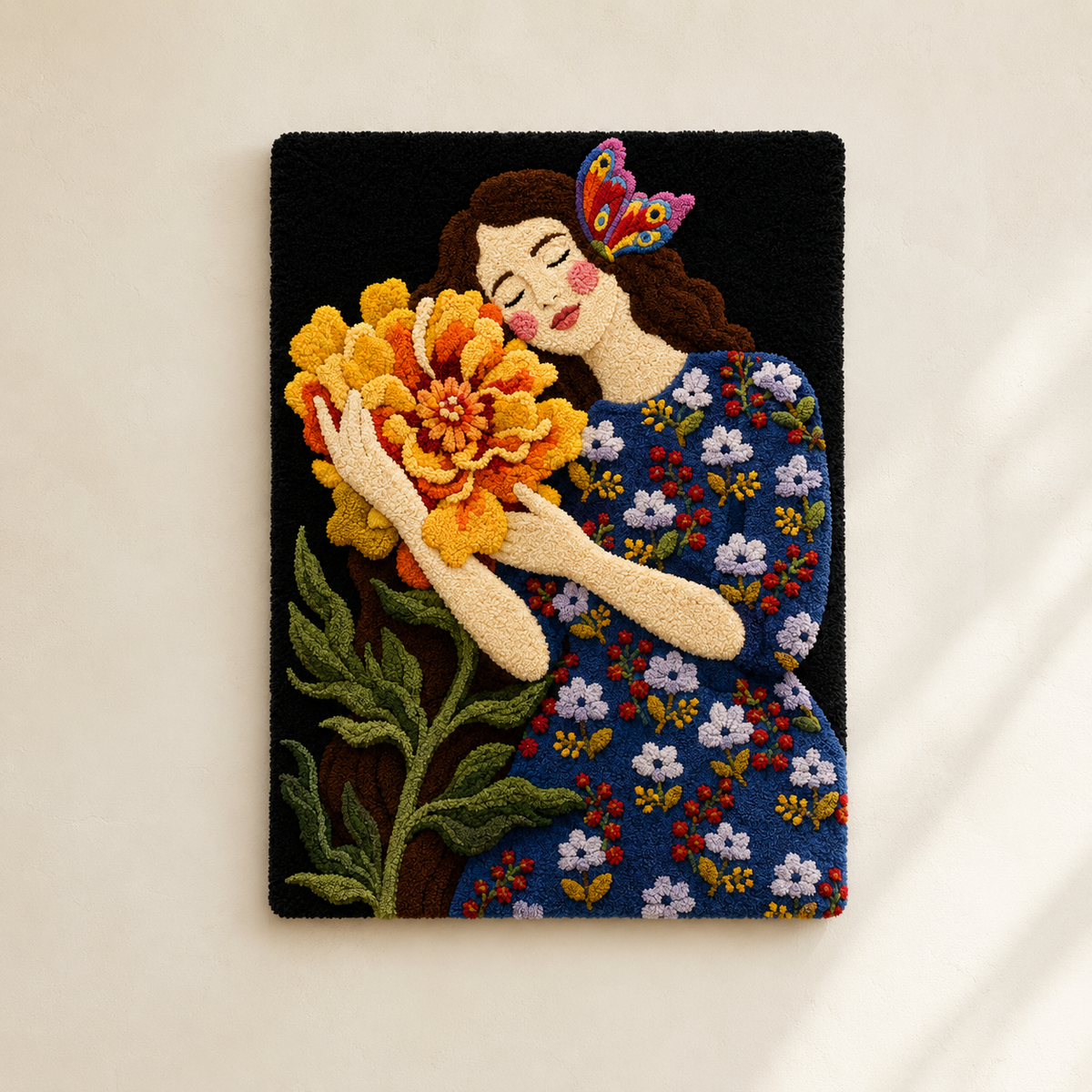 Hewn Earth Afterglow Yarrow wall art featuring vibrant Yarrow flower illustration on a textured background.