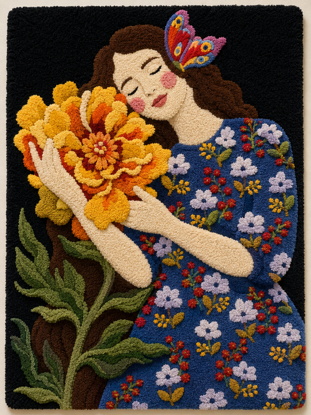 Hewn Earth Afterglow Yarrow wall art featuring vibrant yellow and orange yarrow flowers on a neutral background.