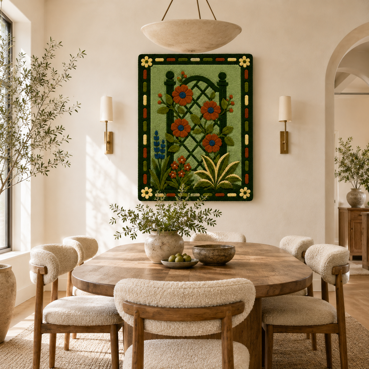 Hewn Earth Cinder Fjord wall art featuring abstract landscape design in earthy tones, suitable for modern home decor.
