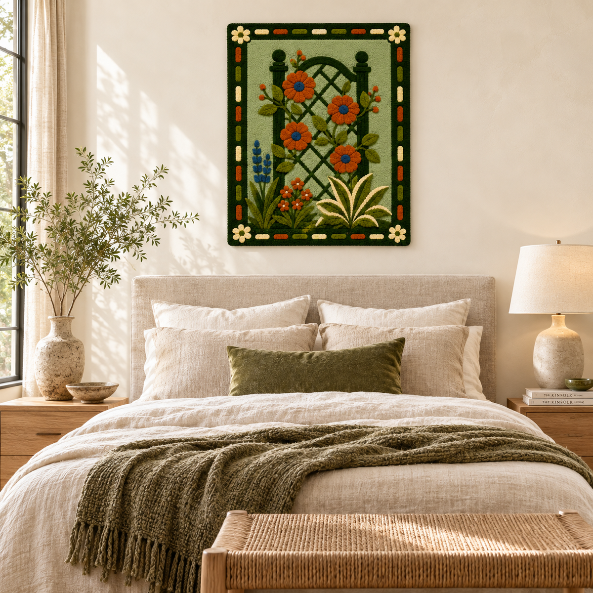 Hewn Earth Cinder Fjord wall art featuring abstract mountain landscape in earthy tones, suitable for modern home decor.